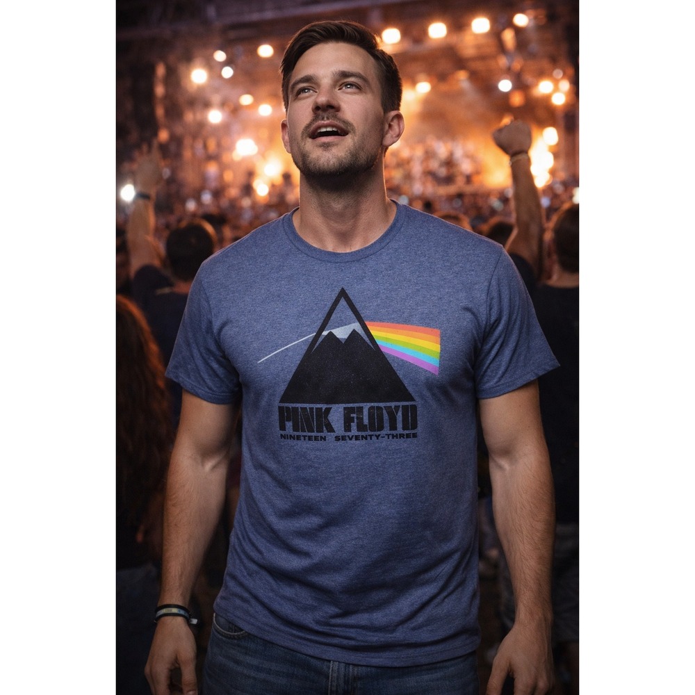 Pink Floyd Dark Side of the Moon Men's XL Prism‎ Graphic Band Tee Rock Concert